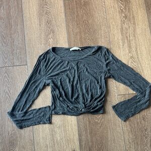 Gage Gray Ribbed Cropped Long Sleeve